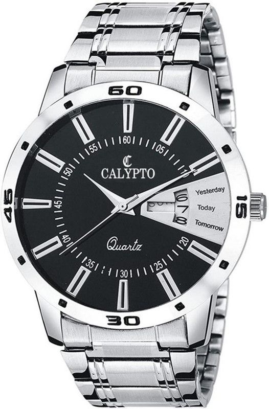 Finest Black Color Dial & Silver Color Stainless Steel Chain Wrist Watch for Boys Analog Watch - For Men ST-309