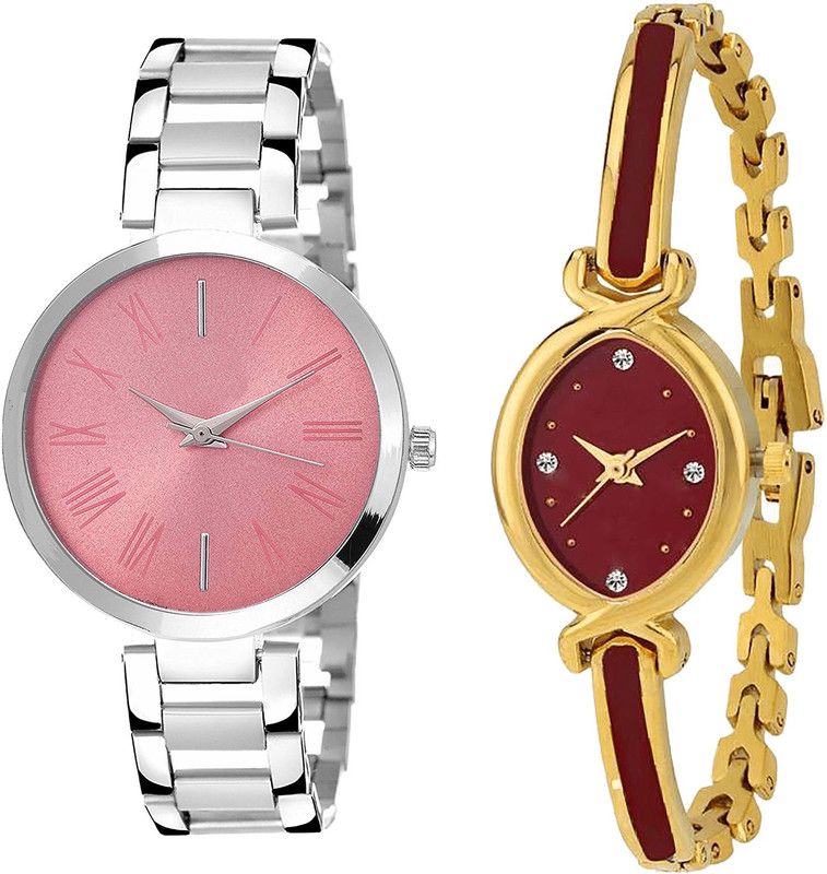combo watch Analog Watch - For Girls Latest Designer Analogue Silver And Gold Color Girls And Women Watch - G301-G122 (Combo of 2 )