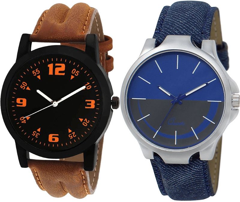 combo watch Analog Watch - For Girls Contemporary Italian Designer Analogue Brown And Blue Color Boys And Men Watch - B15-BL46.24 (Combo Of 2 )
