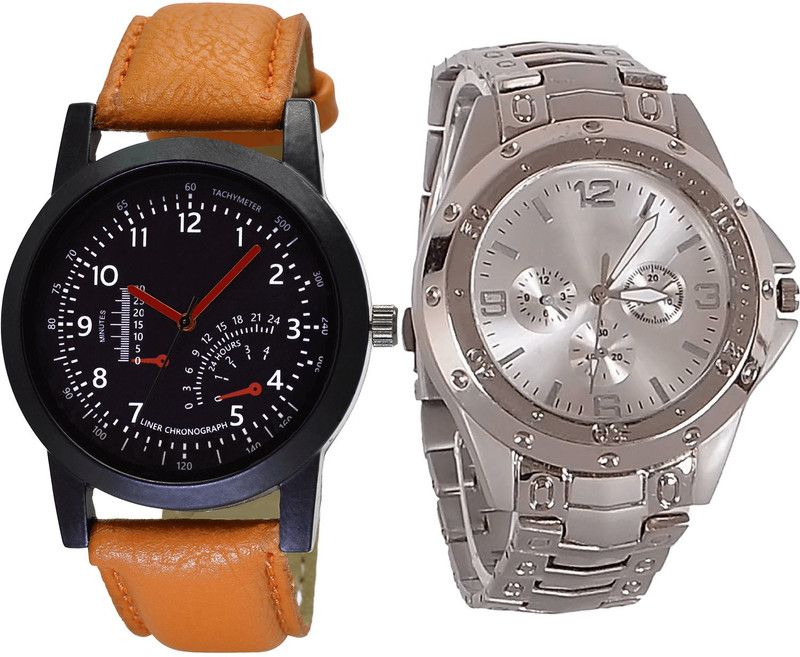 combo watch Analog Watch - For Girls Treading Technology Analogue Brown And Silver Color Boys And Men Watch - B29-B72 (Combo Of 2 )