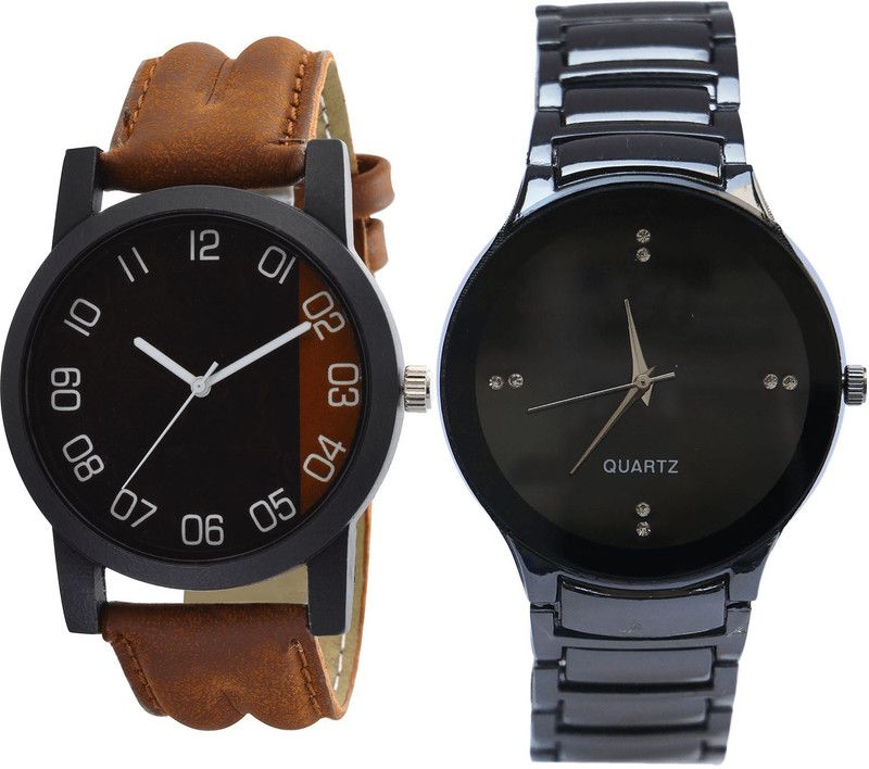 combo watch Analog Watch - For Girls Treading 3D Design Analogue Brown And Black Color Boys And Men Watch - B36-B67 (Combo Of 2 )