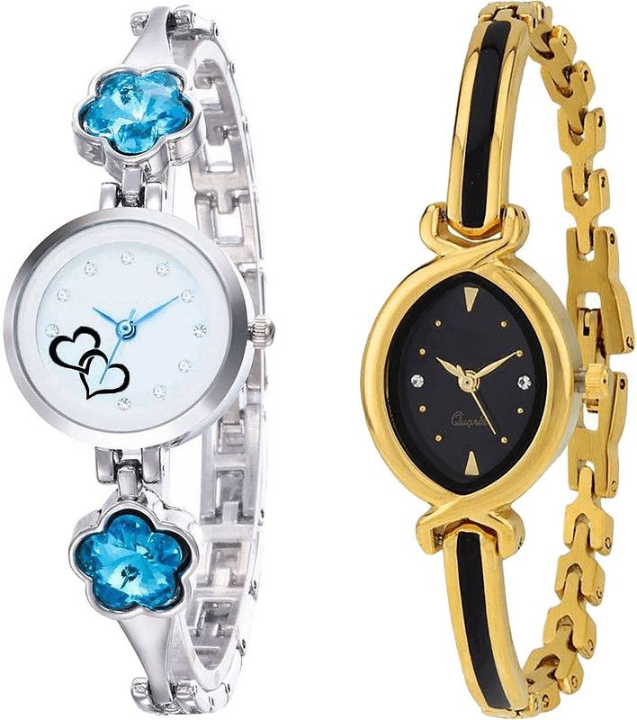 combo watch Analog Watch - For Girls New Fashion Love Valentine Analogue Silver And Gold Color Girls And Women Watch - G432-G121 (Combo of 2 )