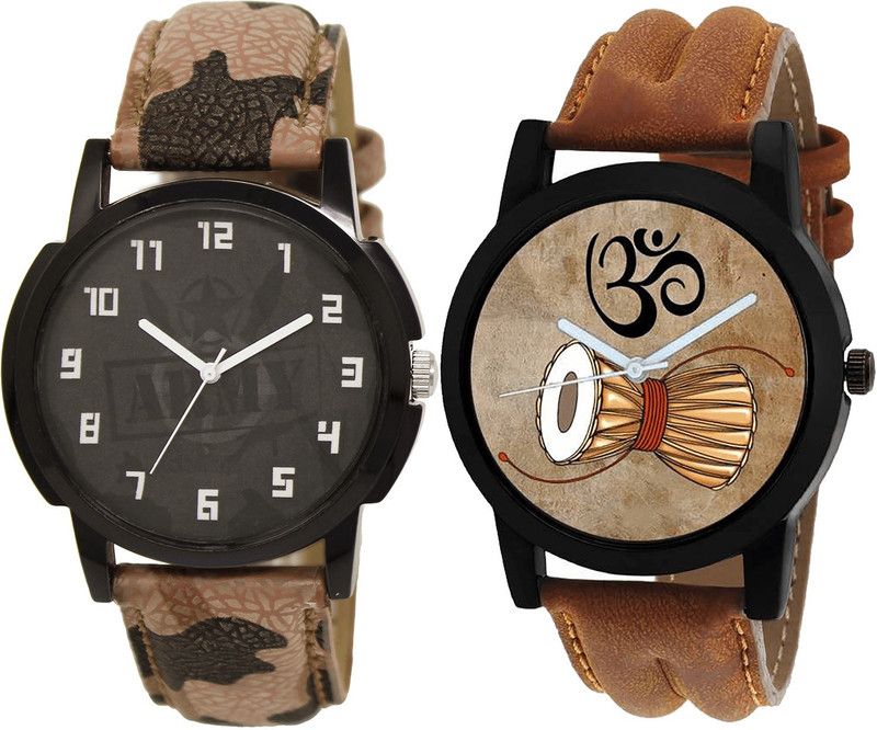 combo watch Analog Watch - For Girls Modish Fashionable Army And Damru Analogue Brown Color Boys And Men Watch - BL46.3-B25 (Combo Of 2 )