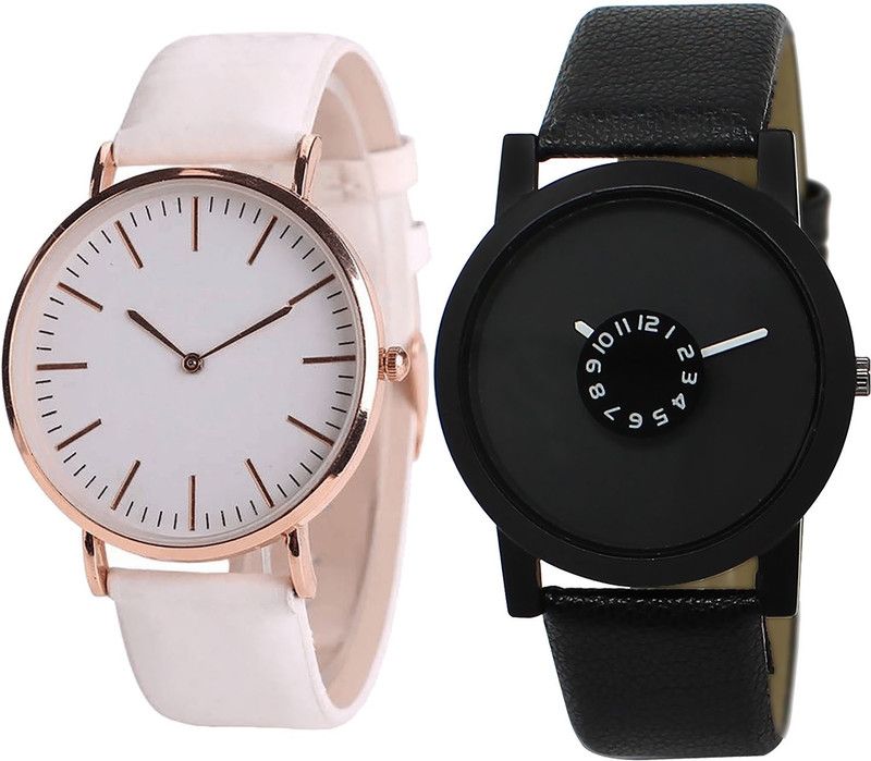 combo watch Analog Watch - For Girls Contemporary Technology Analogue White And Black Color Boys And Men Watch - B63-BL46.25 (Combo Of 2 )