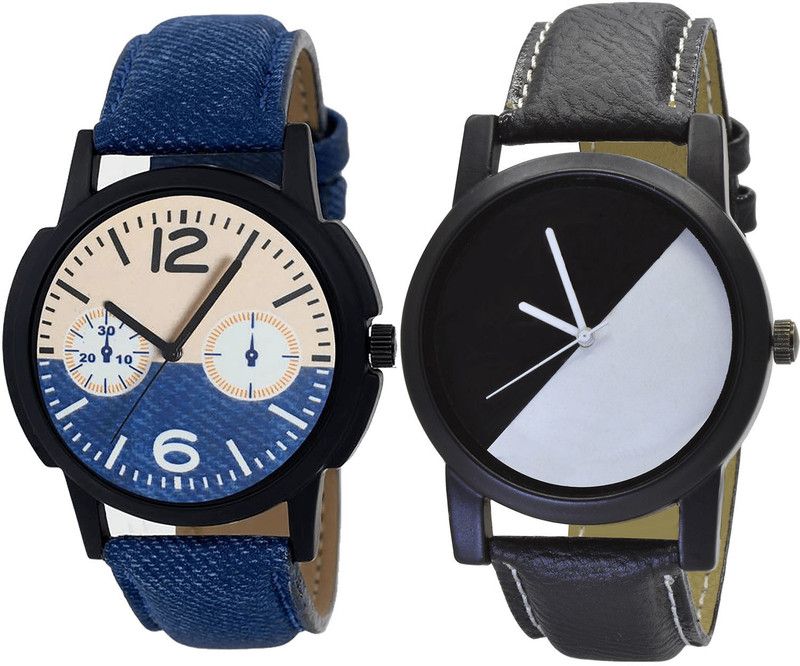 combo watch Analog Watch - For Girls Modern Model Analogue Blue And Black Color Boys And Men Watch - B10-B32 (Combo Of 2 )