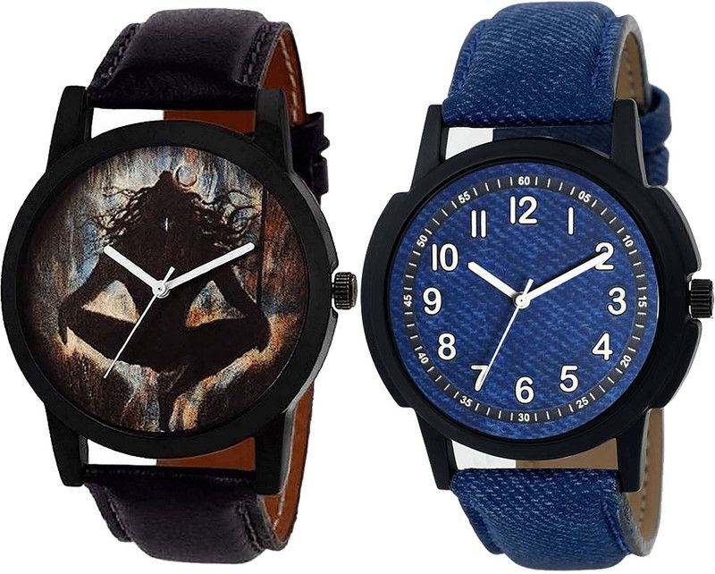 combo watch Analog Watch - For Girls Treading Gift Mahadev Analogue Black And Blue Color Boys And Men Watch - B24-B8 (Combo Of 2 )
