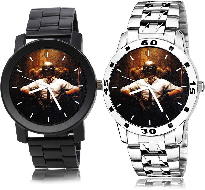 combo watch Analog Watch - For Boys Party Wedding Black And Silver - B452-B451