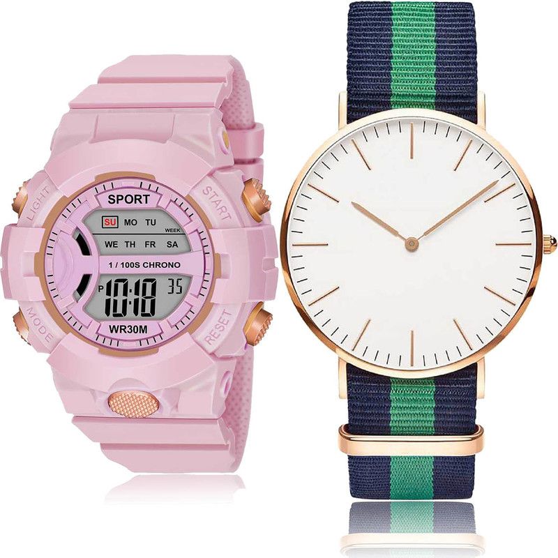 Analog-Digital Watch - For Girls Best Tread 2 Watch Combo For Women And Girls - DG36-GC20