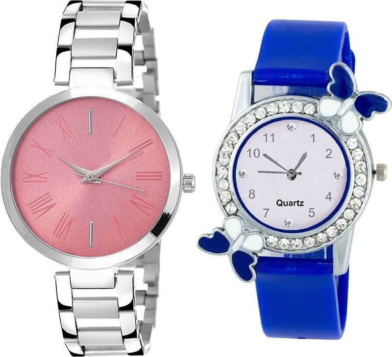 combo watch Analog Watch - For Girls New Diwali Butterfly Analogue Silver And Blue Color Girls And Women Watch - G301-G98 (Combo of 2 )
