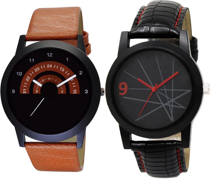 combo watch Analog Watch - For Girls Latest Italian Designer Analogue Brown And Black Color Boys And Men Watch - B46-BL46.8 (Combo Of 2 )