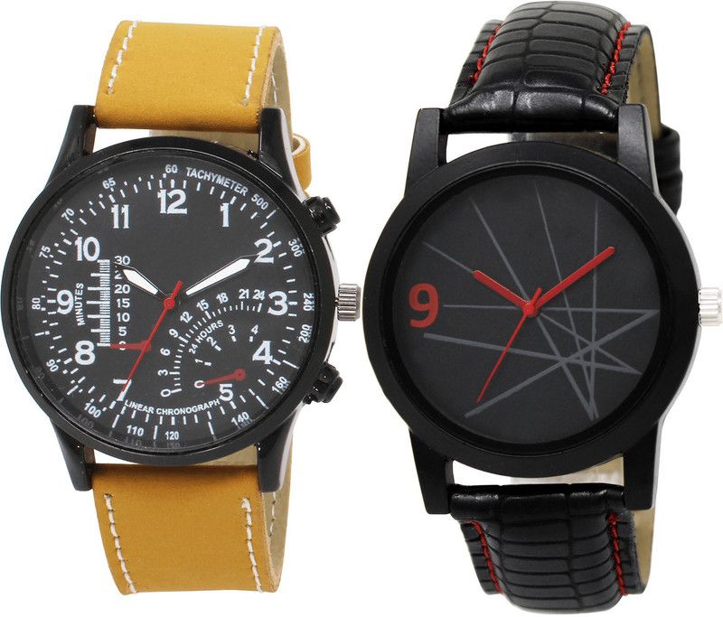 combo watch Analog Watch - For Girls Best Fashionable Analogue Brown And Black Color Boys And Men Watch - B42-BL46.8 (Combo Of 2 )