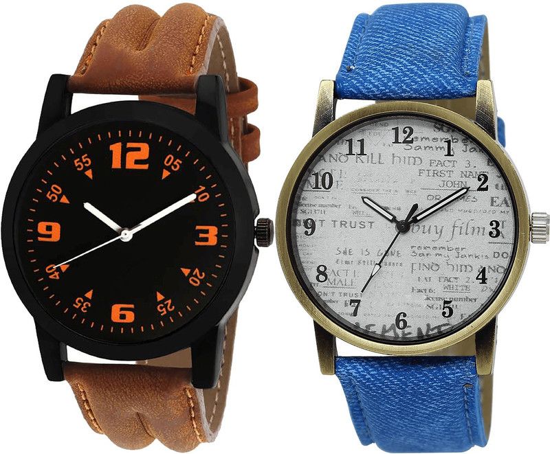 combo watch Analog Watch - For Girls Modish Fashion Analogue Brown And Blue Color Boys And Men Watch - B15-BL46.28 (Combo Of 2 )