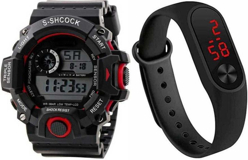 -KIDS-BOYS-G-SPORT LOOK BAND SHOCK CHRONOGRAPH RESISTANCE LUMINOUS STYLE SUPER SOLID Analog-Digital Watch - For Men ORIGINAL-SK-026-ANALOG-DIGITAL-SET-OF-2
