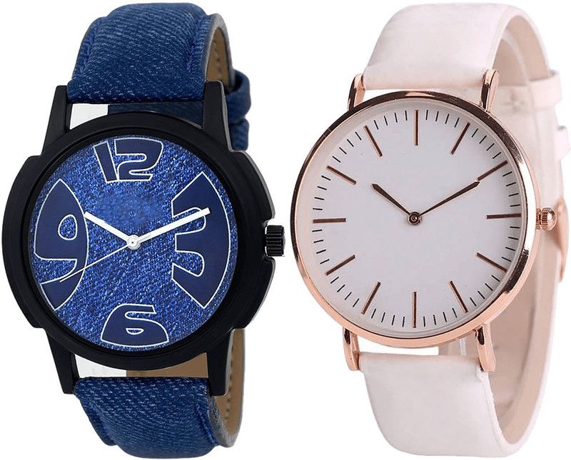 combo watch Analog Watch - For Girls Best Designer Analogue Blue And White Color Boys And Men Watch - B9-B63 (Combo Of 2 )