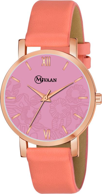 Analog Watch - For Women MF-202 ORANGE New Flowers Print Dial Girls Analog Watch