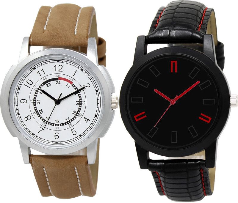 combo watch Analog Watch - For Girls Contemporary Gift Analogue Brown And Black Color Boys And Men Watch - BL46.17-B28 (Combo Of 2 )