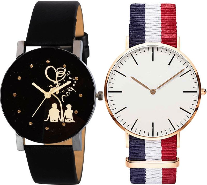 combo watch Analog Watch - For Girls Classical Stylish Couple Love Analogue Black And Red Color Boys And Men Watch - B138-B50