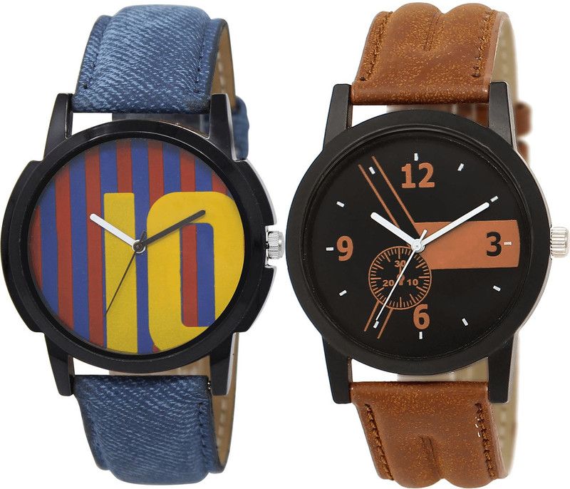 combo watch Analog Watch - For Boys Brand New Fashion Messi Football Analogue Blue And Brown Color Boys And Men Watch - BL46.10-BL46.1 (Combo Of 2 )