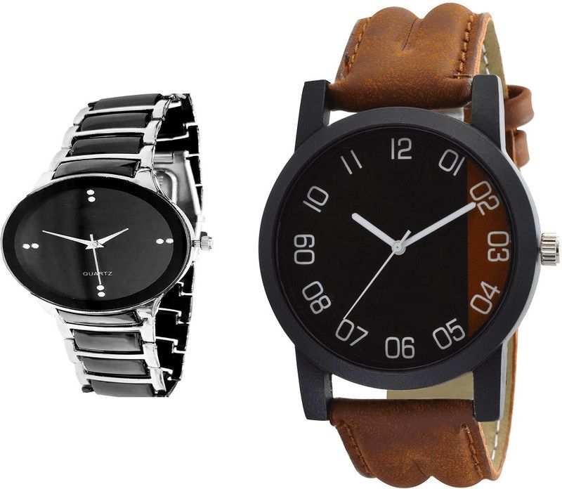 combo watch Analog Watch - For Girls New Technology Analogue Black And Brown Color Boys And Men Watch - B68-B36 (Combo Of 2 )