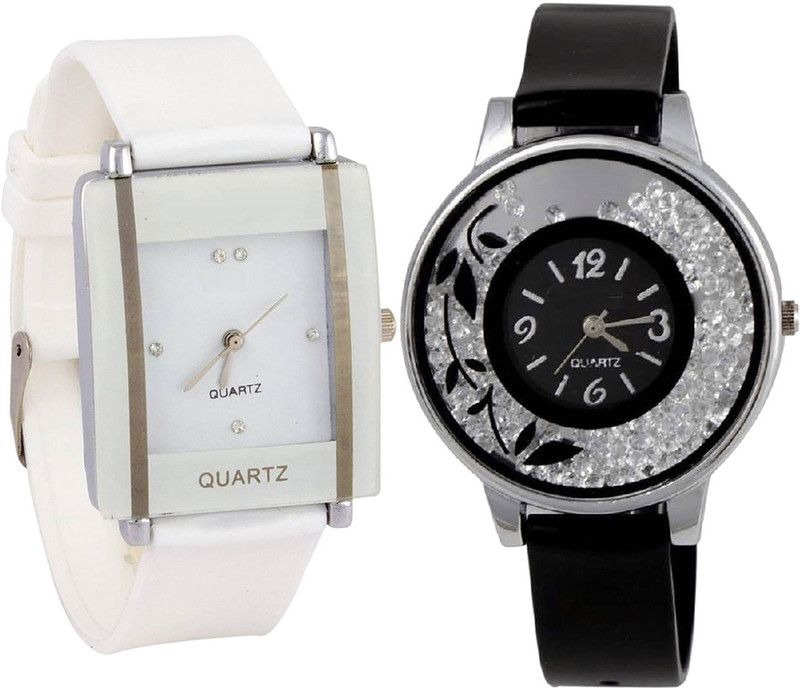 combo watch Analog Watch - For Girls New Quartz Analogue White And Black Color Girls And Women Watch - G17-G86 (Combo Of 2 )