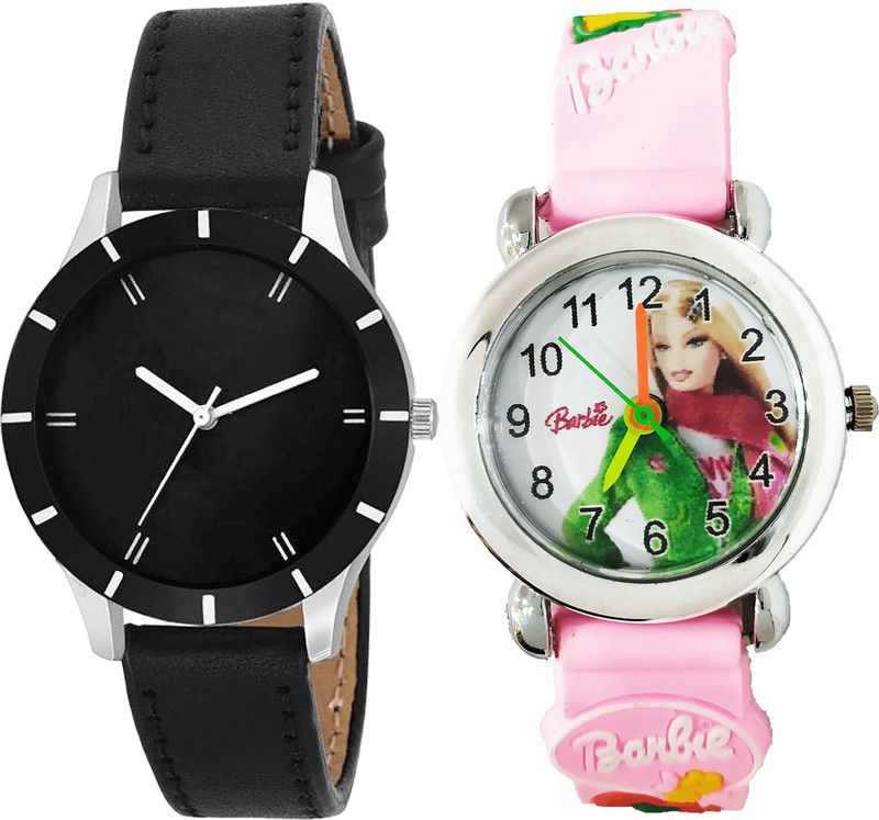 combo watch Analog Watch - For Girls Treading Unique Barbie Doll Analogue Black And Pink Color Girls And Women Watch - G268-G324 (Combo of 2 )