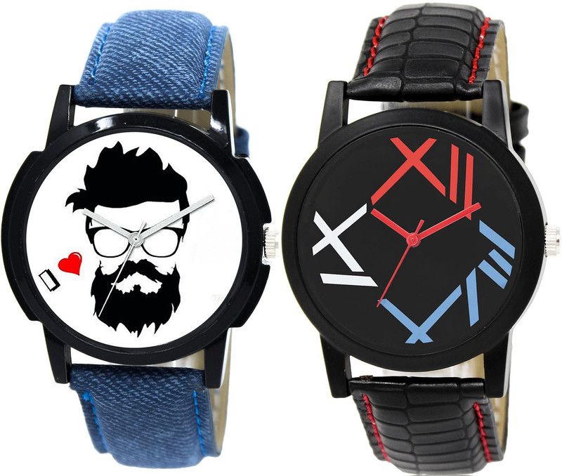combo watch Analog Watch - For Girls Best Professional Beard Style Analogue Blue And Black Color Boys And Men Watch - B12-BL46.12 (Combo Of 2 )