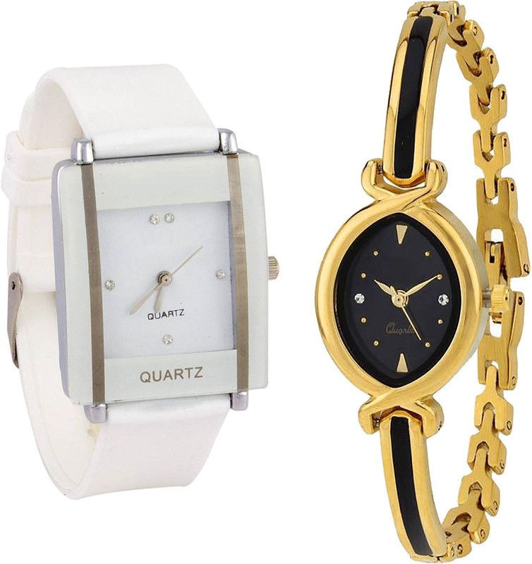 combo watch Analog Watch - For Girls Latest Traditional Analogue White And Gold Color Girls And Women Watch - G17-G121 (Combo Of 2 )
