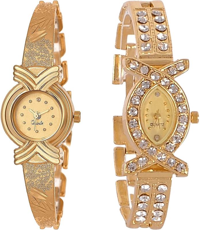combo watch Analog Watch - For Girls Treading Stylish Analogue Gold Color Girls And Women Watch - G265-G125 (Combo of 2 )