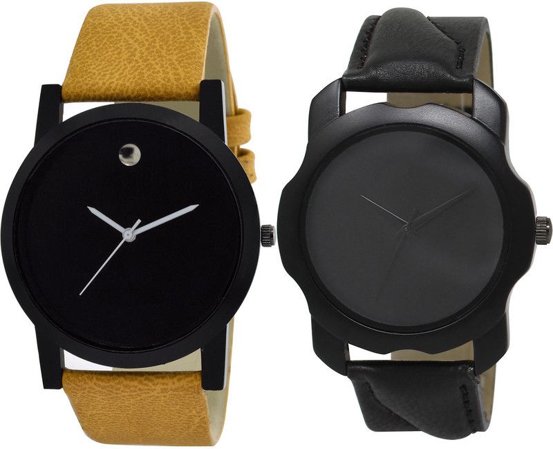 combo watch Analog Watch - For Girls Brand New Traditional Analogue Brown And Black Color Boys And Men Watch - B59-BL46.22 (Combo Of 2 )