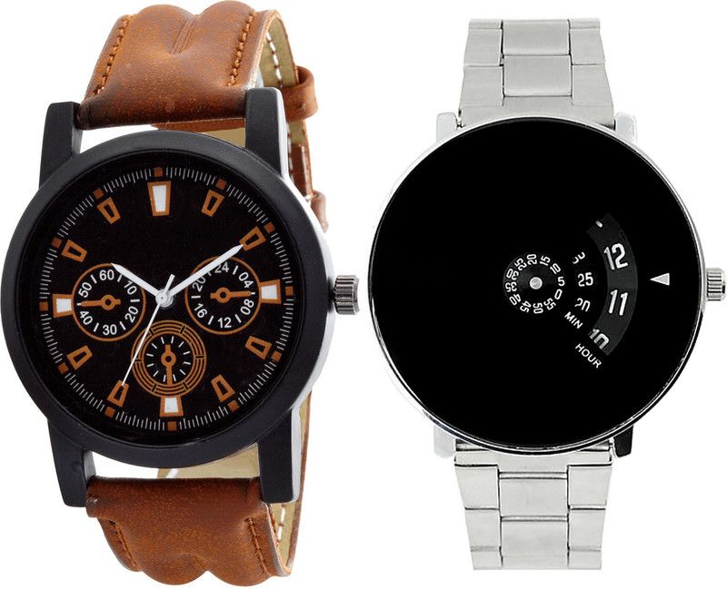 combo watch Analog Watch - For Girls Best Luxury Analogue Brown And Silver Color Boys And Men Watch - B30-B81 (Combo Of 2 )