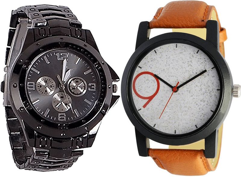combo watch Analog Watch - For Girls Latest Exclusive Analogue Black And Brown Color Boys And Men Watch - B70-B33 (Combo Of 2 )
