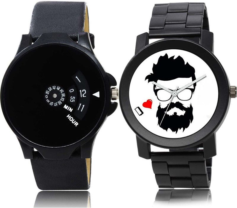 combo watch Analog Watch - For Men Treading Quartz Speedometer And Beard Style Chain Watch Combo Watch For Boys And Men - BO50-B824