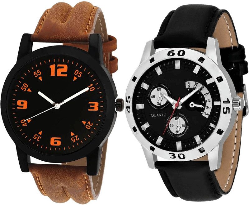 combo watch Analog Watch - For Girls Treading Italian Designer Analogue Brown And Black Color Boys And Men Watch - B15-B58 (Combo Of 2 )