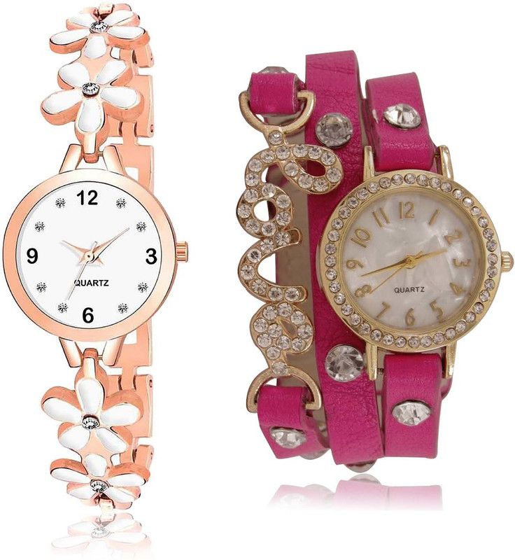combo watch Analog Watch - For Men & Women Brand New Rich Flower And Love Valentine Combo Watch For Girls And Women - G462-G204