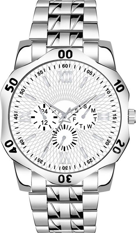 Designer Analog Watch with Fancy White Dial & Heavy Metal Strap Analog Watch - For Men & Women KWBGMT404