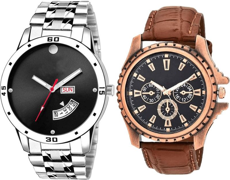 combo watch Analog Watch - For Girls Treading Diwali Day And Date Analogue Silver And Brown Color Boys And Men Watch - BL46.104-B110 (Combo Of 2 )