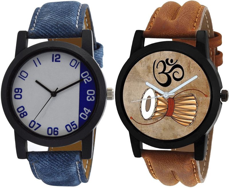 combo watch Analog Watch - For Girls Modern Tread Damru Analogue Blue And Brown Color Boys And Men Watch - B40-B25 (Combo Of 2 )