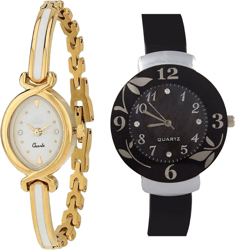 combo watch Analog Watch - For Girls Best Professional Analogue Gold And Black Color Girls And Women Watch - G123-G24 (Combo Of 2 )