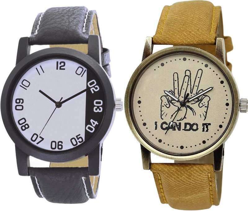 combo watch Analog Watch - For Men Brand New Casual I Cand Do It Analogue Black And Brown Color Boys And Men Watch - B41-BL46.30 (Combo Of 2 )