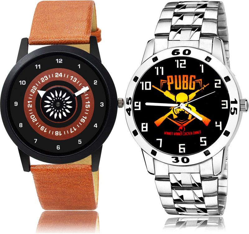 combo watch Analog Watch - For Boys Modish Branded Speedometer And Pubg Military Army Chain Watch Brown And Silver Color Boys And Men Watch - B384-B640 (Combo Of 2 )