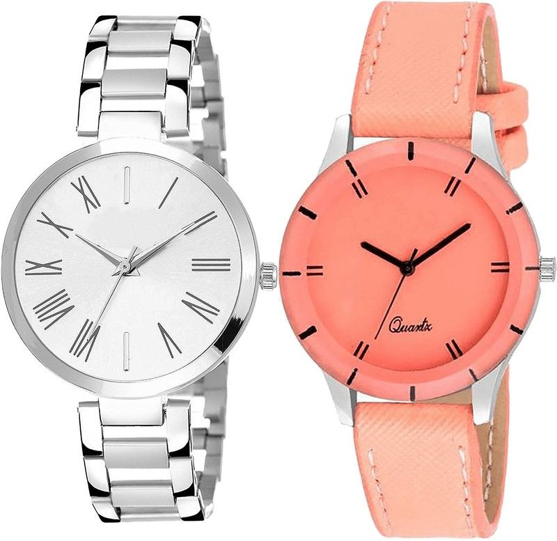 combo watch Analog Watch - For Women Treading Italian Designer Analogue Silver And Red Color Girls And Women Watch - G300-G270 (Combo of 2 )