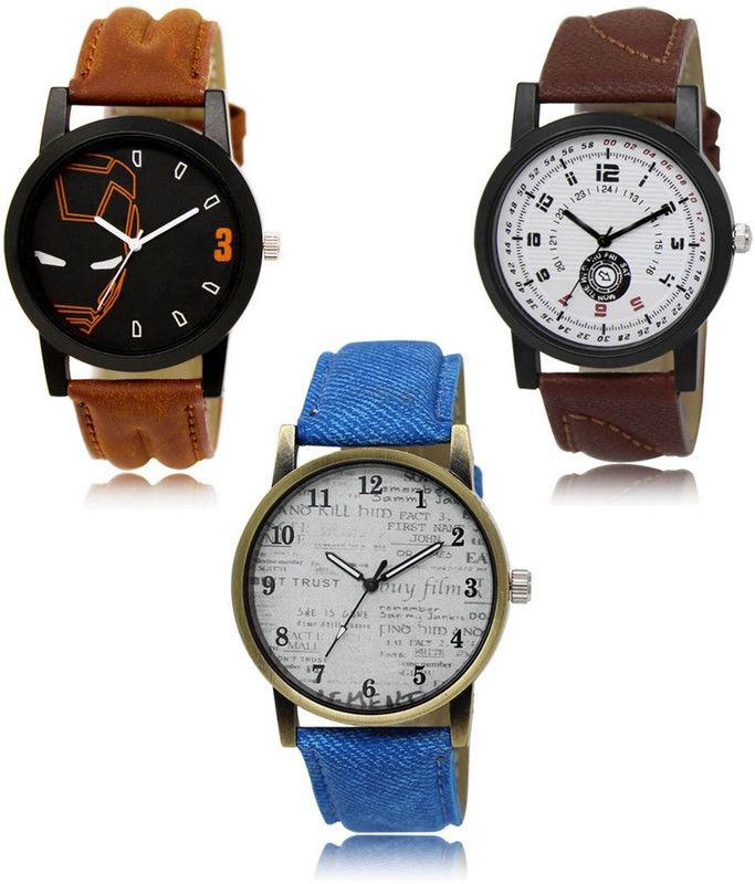 Stylish Attractive Professional Designer Combo Analog Watch - For Men LR-04-11-28 Hot Selling Premium Quality Collection Latest Set of 3