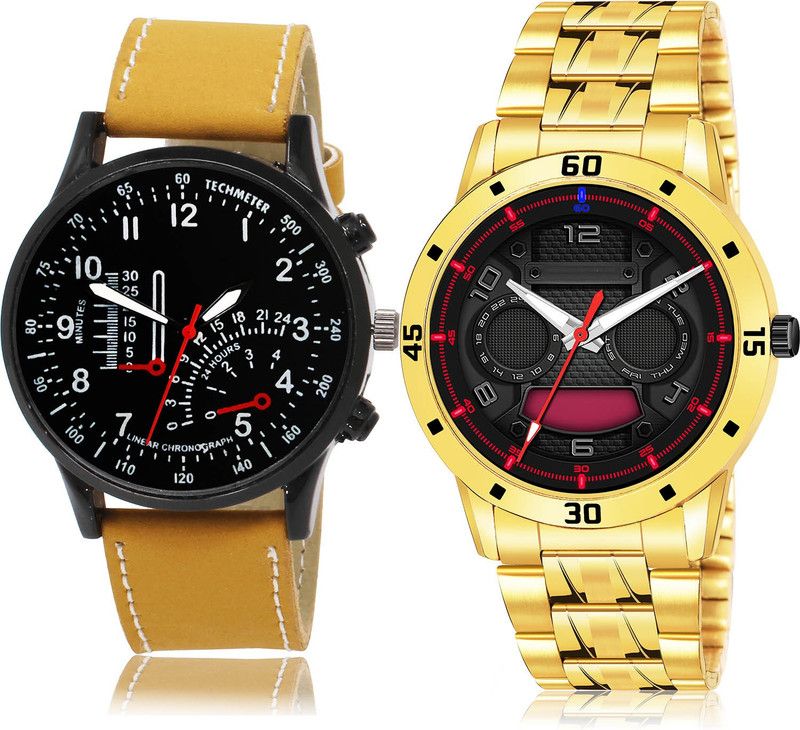 Analog Watch - For Men Contemporary 3D Design 2 Watch Combo For Boys And Men - B42-(59-S-21)