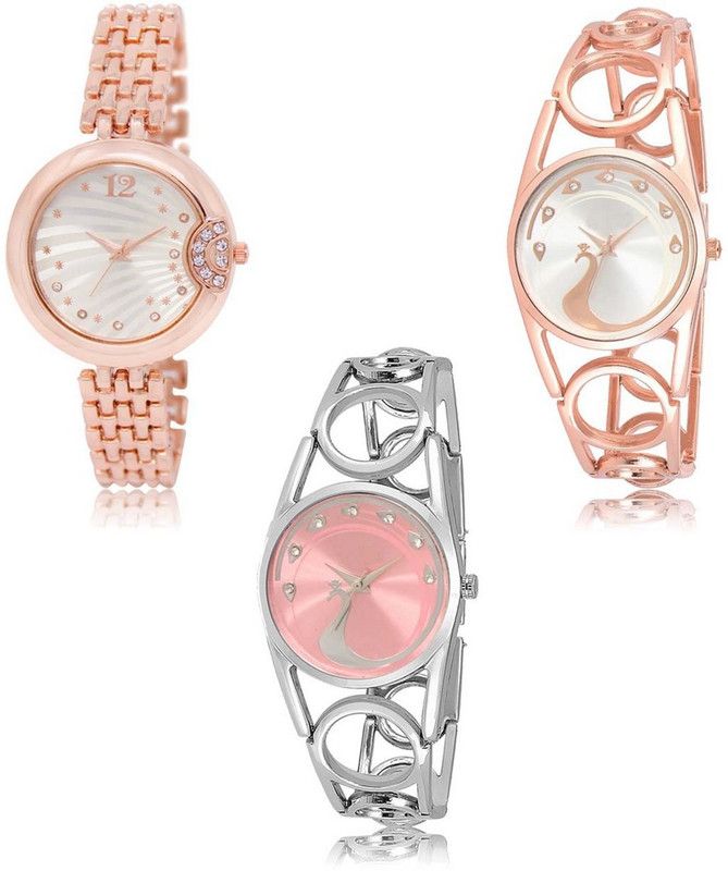 Latest Set of 3 Stylish Attractive Professional Designer Combo Analog Watch - For Women LR-228-232-233 Premium Quality Collection