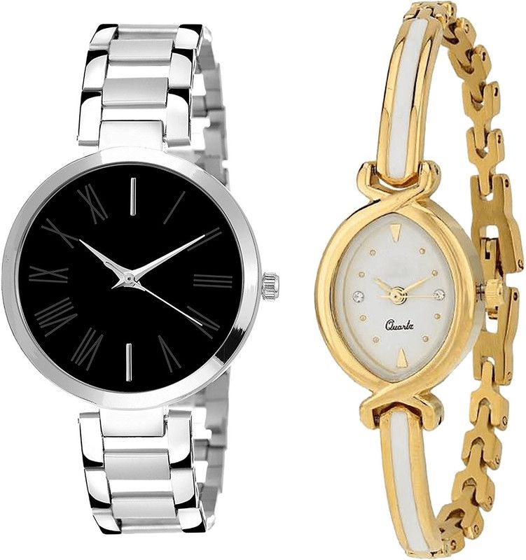 combo watch Analog Watch - For Girls Classical Luxury Analogue Silver And Gold Color Girls And Women Watch - G299-G123 (Combo of 2 )