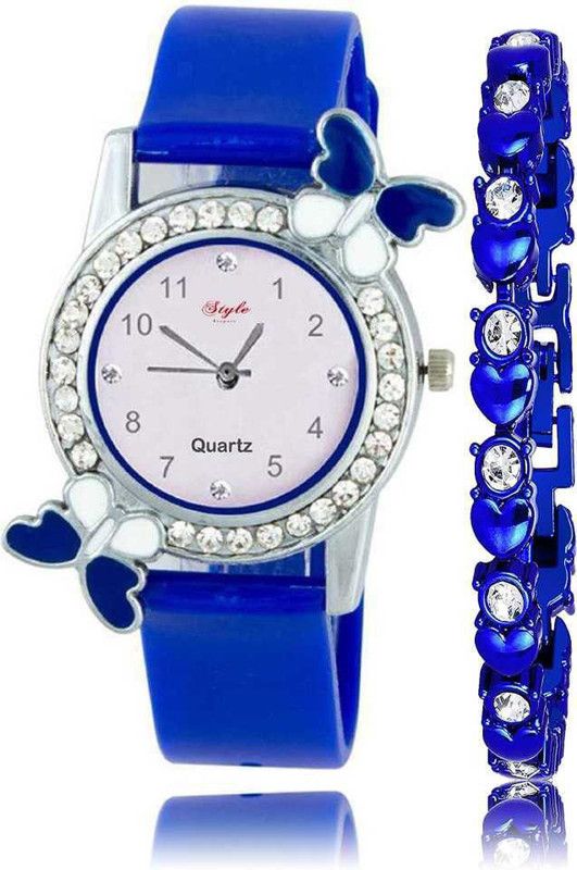 Stylish Professional Watch Analog Watch - For Girls butterfly design latest diamond ring dial watch with blue bracelet for girls, watch for women