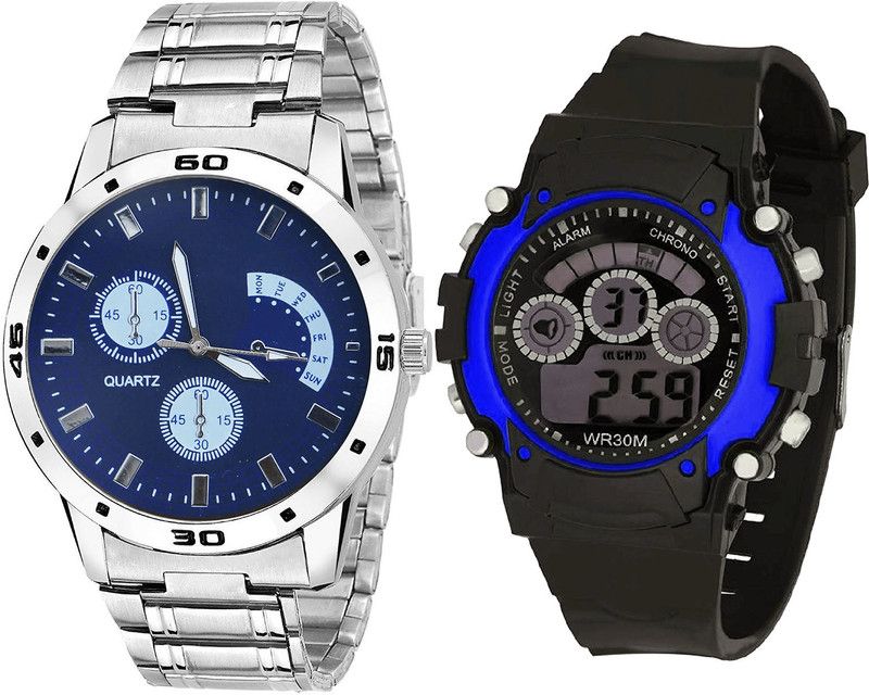 combo watch Analog Watch - For Girls Classical Style Kids Analogue Silver And Black Color Boys And Men Watch - B84-B2 (Combo Of 2 )