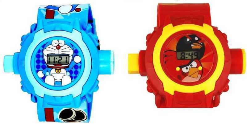Digital Watch - For Boys & Girls Doremon & Angrybird Combo of 3 Watches 3D Projector Digital Cartoon Photos Display Colorful Watch for Kids Watch - For Boys & Girls(Pack of 2)