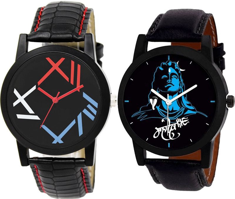 combo watch Analog Watch - For Girls New High Quality Mahadev Analogue Black Color Boys And Men Watch - BL46.12-B23 (Combo Of 2 )