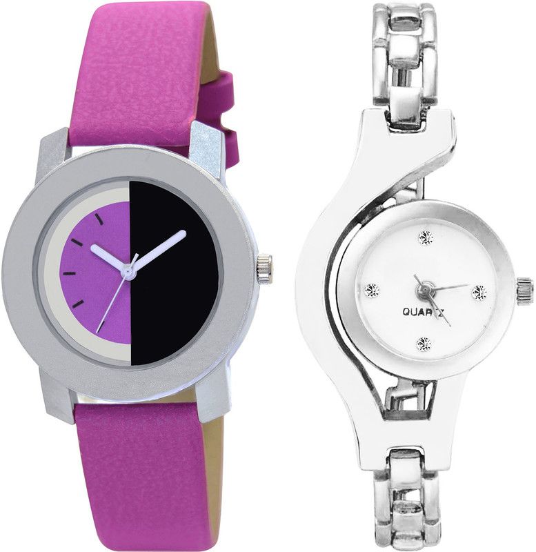 combo watch Analog Watch - For Girls Best Model Chain Analogue Pink And Silver Color Girls And Women Watch - G275-G70 (Combo of 2 )